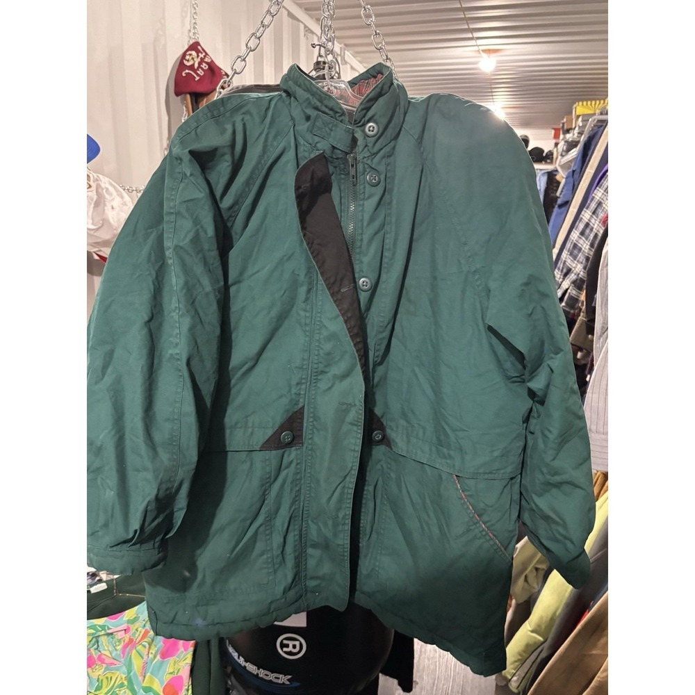 Vintage 80's Current Seen Lightweight Coat Size L Green Button Down Zip Rad